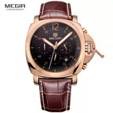MEGIR 3006 MENS FASHION QUARTZ WATCH WATERPROOF WRISTWATCH GENUINE LEATHER STRAP WATCHES MAN FREE SHIPPING - Zamana.pk